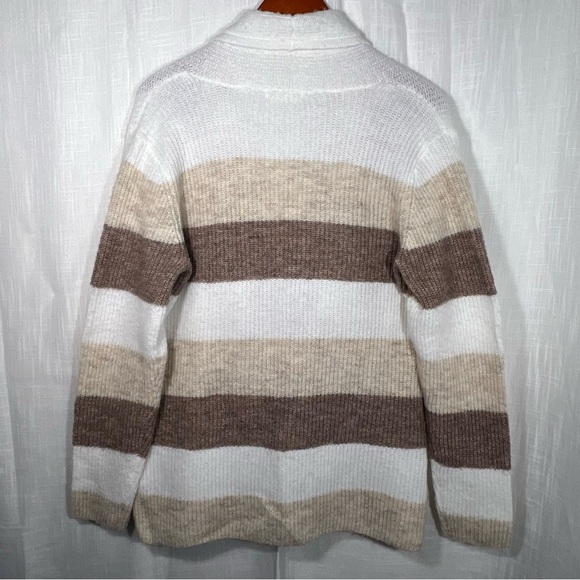 Retrelogy Soft Striped Tan & Cream Knit Long Cardigan Size M - Picture 5 of 6